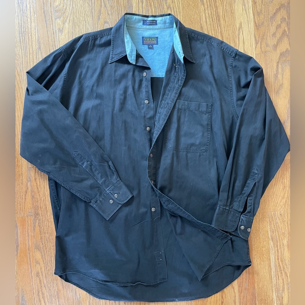 Chaps Ralph Lauren Black Lined Shirt XL – Denim Collar Western Workwear